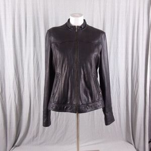 A.N.A Black Leather Jacket, Size XL